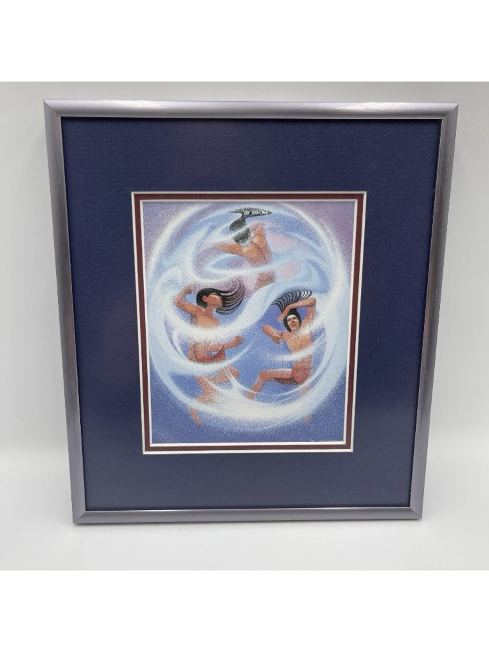 Oscar Howe Vintage Signed Framed Print "Blizzard Bath" Native Art Nature Plains